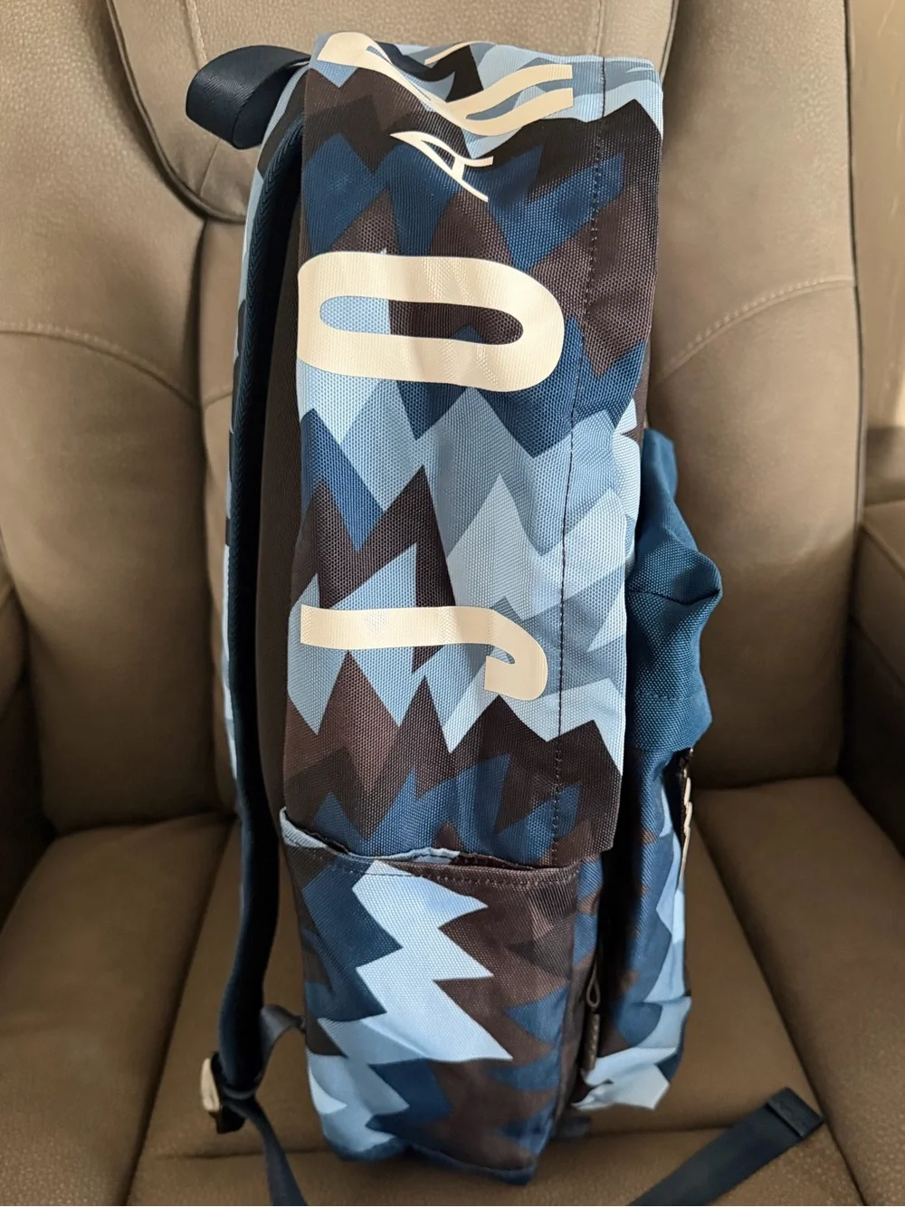 Jordan Chevron Pattern Blue and Brown Backpack